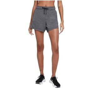 Nike Womens Dri-FIT Training Shorts Gray Heathered Elastic Waist Pockets Large